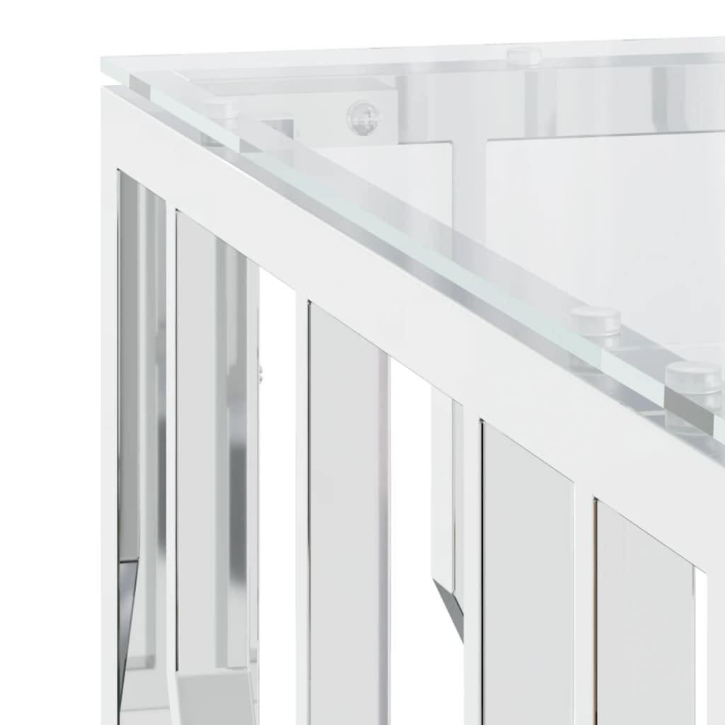 vidaXL Τραπέζι Σαλονιού 80x80x40 εκ. από Ανοξείδωτο Ατσάλι και Γυαλί