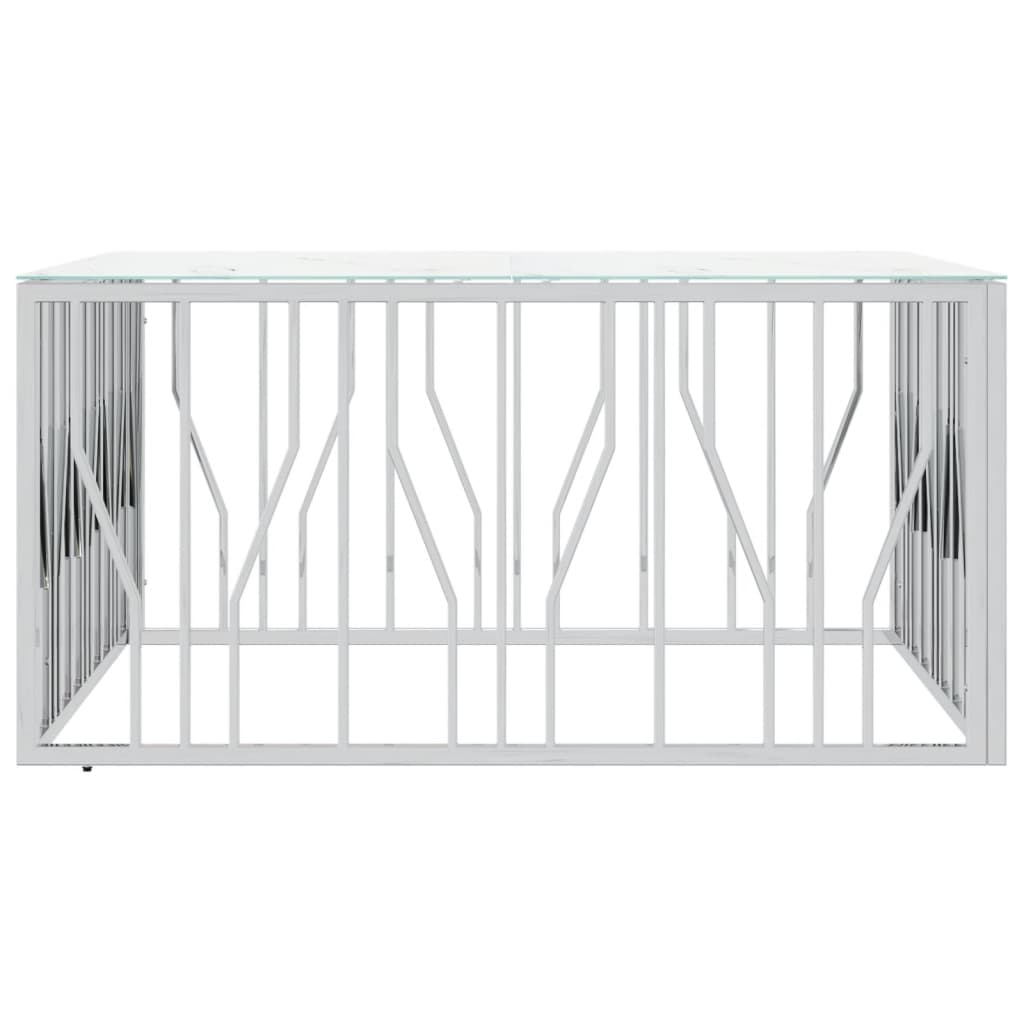 vidaXL Τραπέζι Σαλονιού Ασημί 100x100x50 εκ. Ανοξείδωτο Ατσάλι & Γυαλί