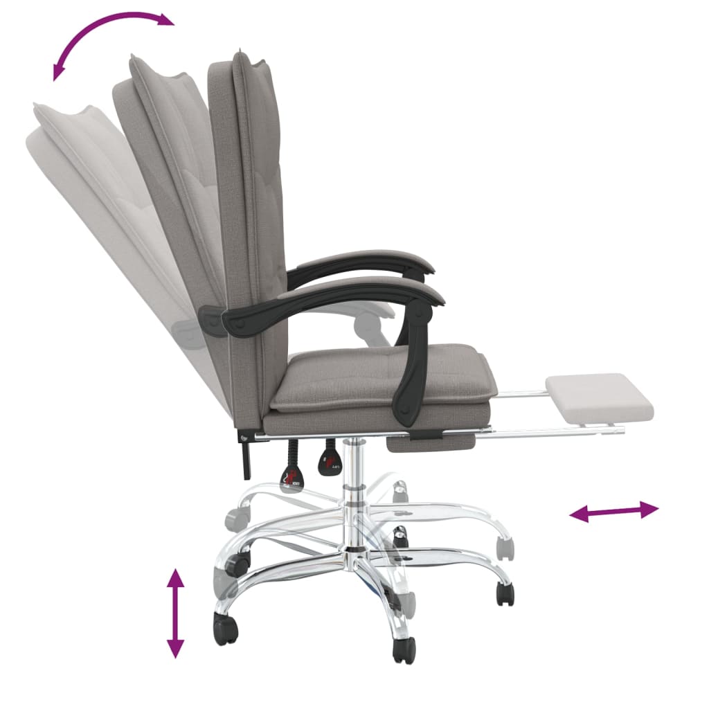 vidaXL Καρέκλα Γραφείου Ανακλινόμενη Taupe Υφασμάτινη