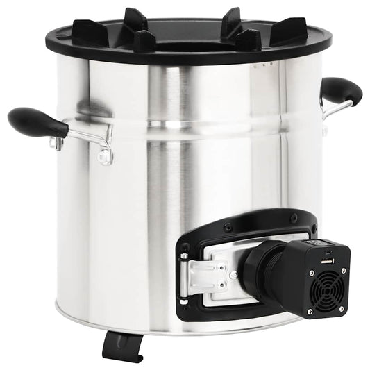 vidaXL Ξυλόσομπα με Ανεμιστήρα USB Ασημί 35,5x26x28 εκ. Ανοξ. Ατσάλι