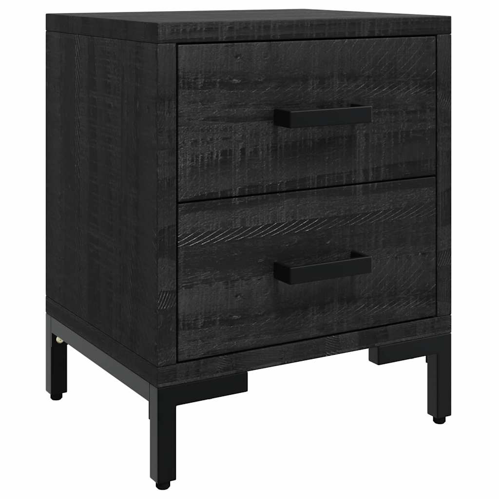 vidaXL Κομοδίνο Μαύρο 36 x 30 x 45 εκ. από Μασίφ Ξύλο Πεύκου