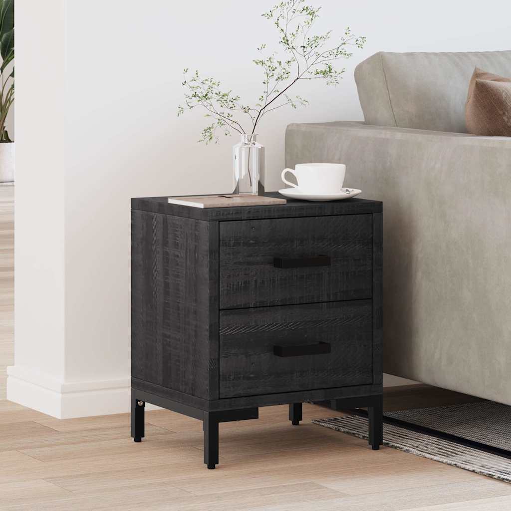 vidaXL Κομοδίνο Μαύρο 36 x 30 x 45 εκ. από Μασίφ Ξύλο Πεύκου