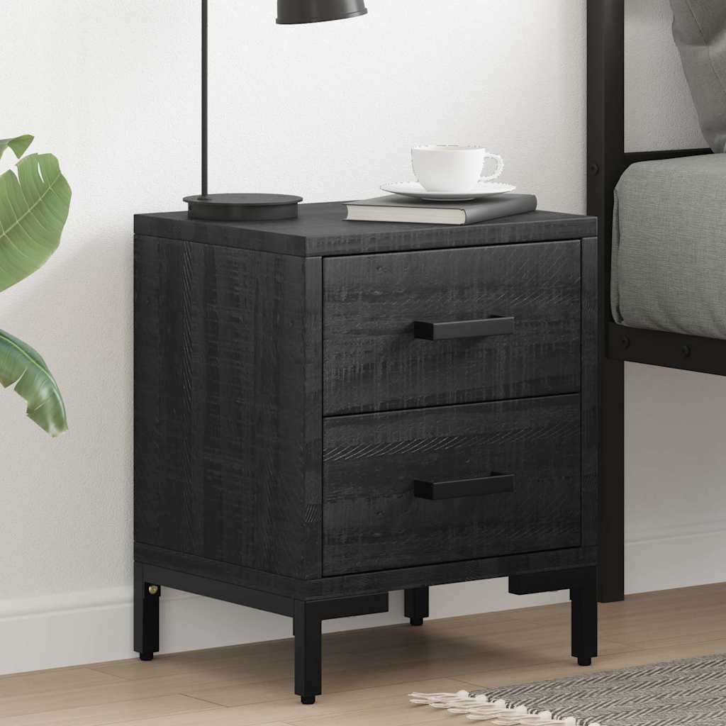 vidaXL Κομοδίνο Μαύρο 36 x 30 x 45 εκ. από Μασίφ Ξύλο Πεύκου