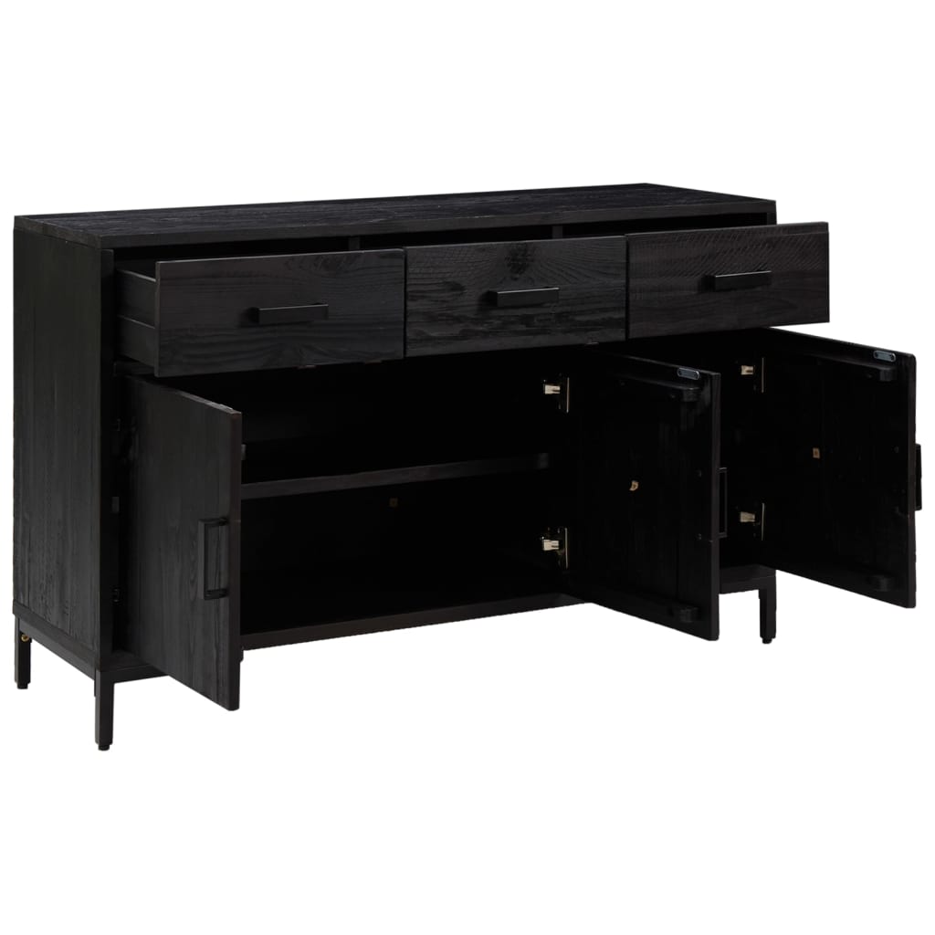 vidaXL Ντουλάπι Μαύρο 110 x 35 x 70 εκ. από Μασίφ Ξύλο Πεύκου