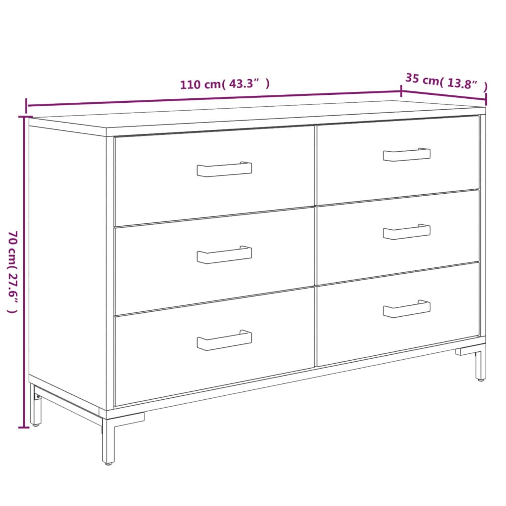 vidaXL Ντουλάπι Καφέ 110 x 35 x 70 εκ. από Μασίφ Ξύλο Πεύκου