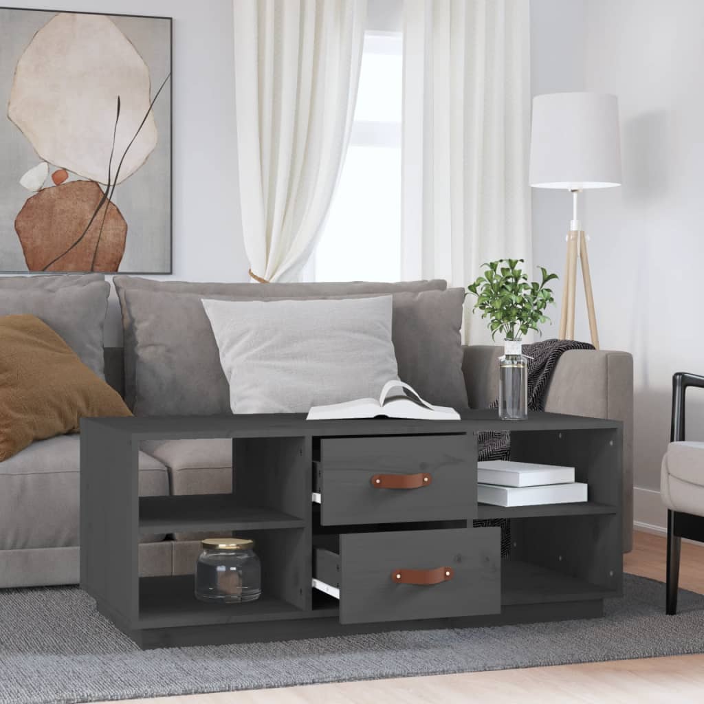 vidaXL Τραπεζάκι Σαλονιού Γκρι 100x50x41 εκ. Μασίφ Ξύλο Πεύκου