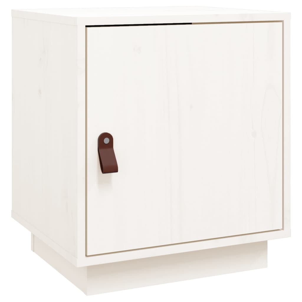 vidaXL Κομοδίνο Λευκό 40 x 34 x 45 εκ. από Μασίφ Ξύλο Πεύκου