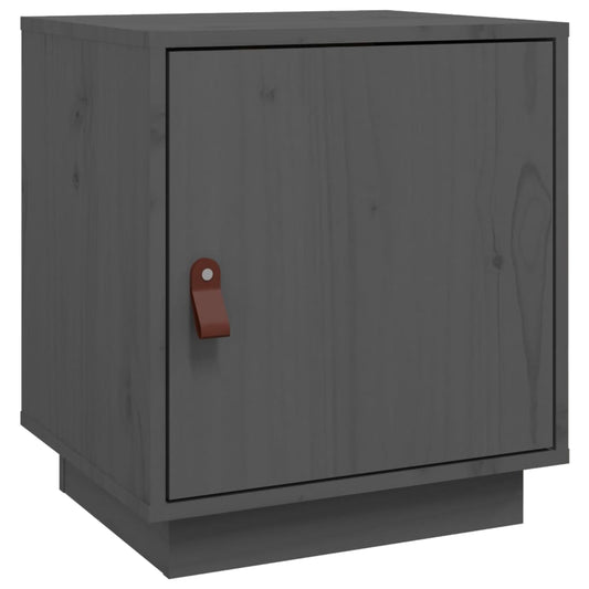 vidaXL Κομοδίνο Γκρι 40 x 34 x 45 εκ. από Μασίφ Ξύλο Πεύκου