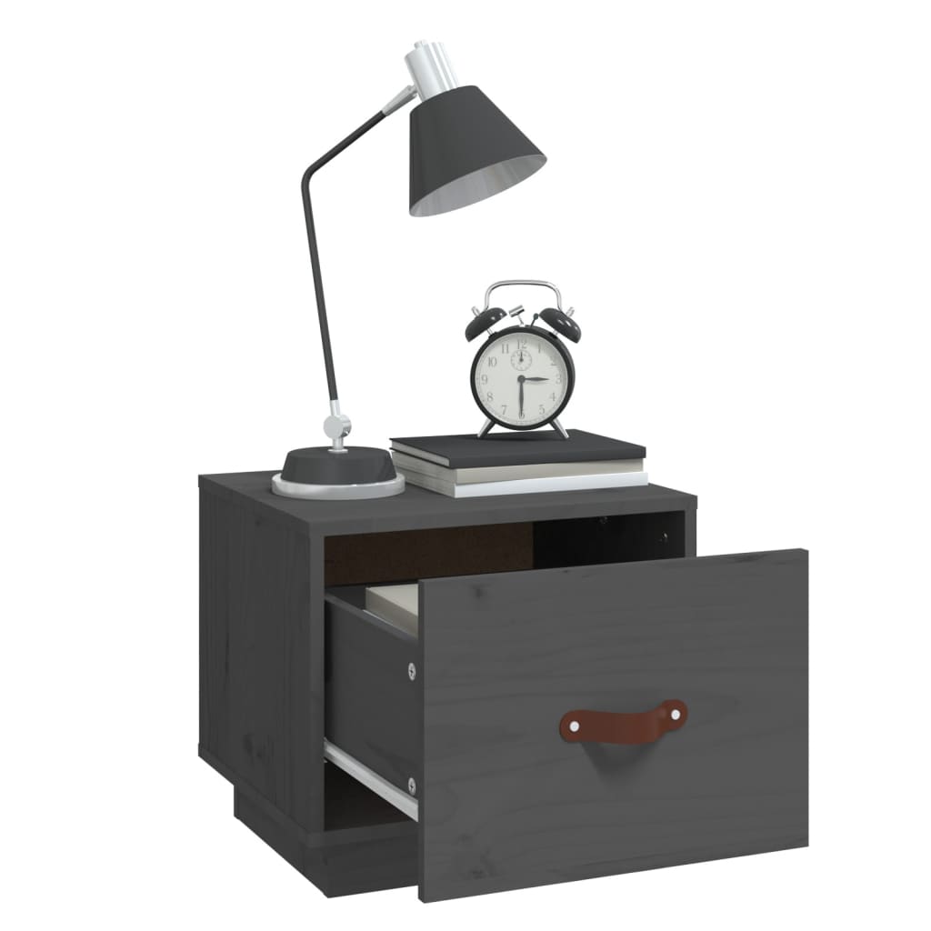 vidaXL Κομοδίνα 2 τεμ. Γκρι 40x34x35 εκ. από Μασίφ Ξύλο Πεύκου