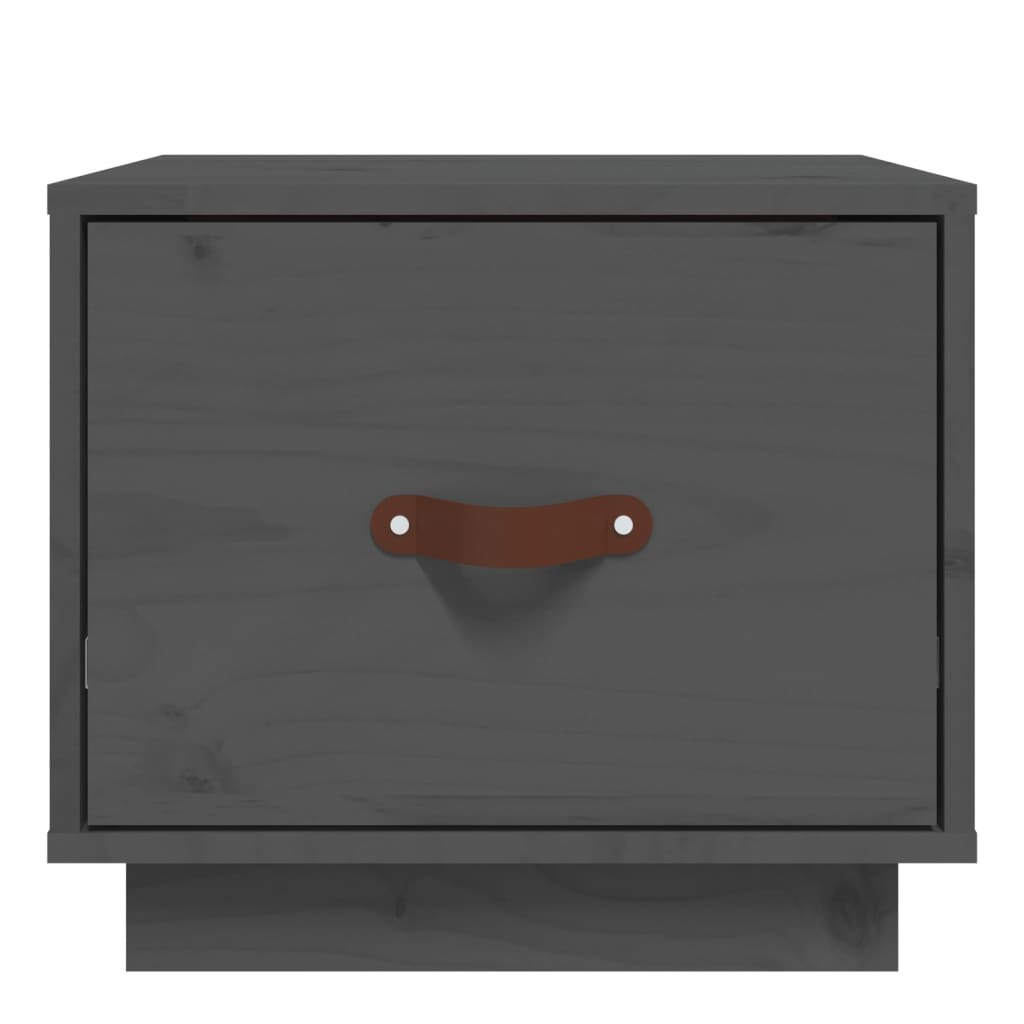 vidaXL Κομοδίνα 2 τεμ. Γκρι 40x34x35 εκ. από Μασίφ Ξύλο Πεύκου