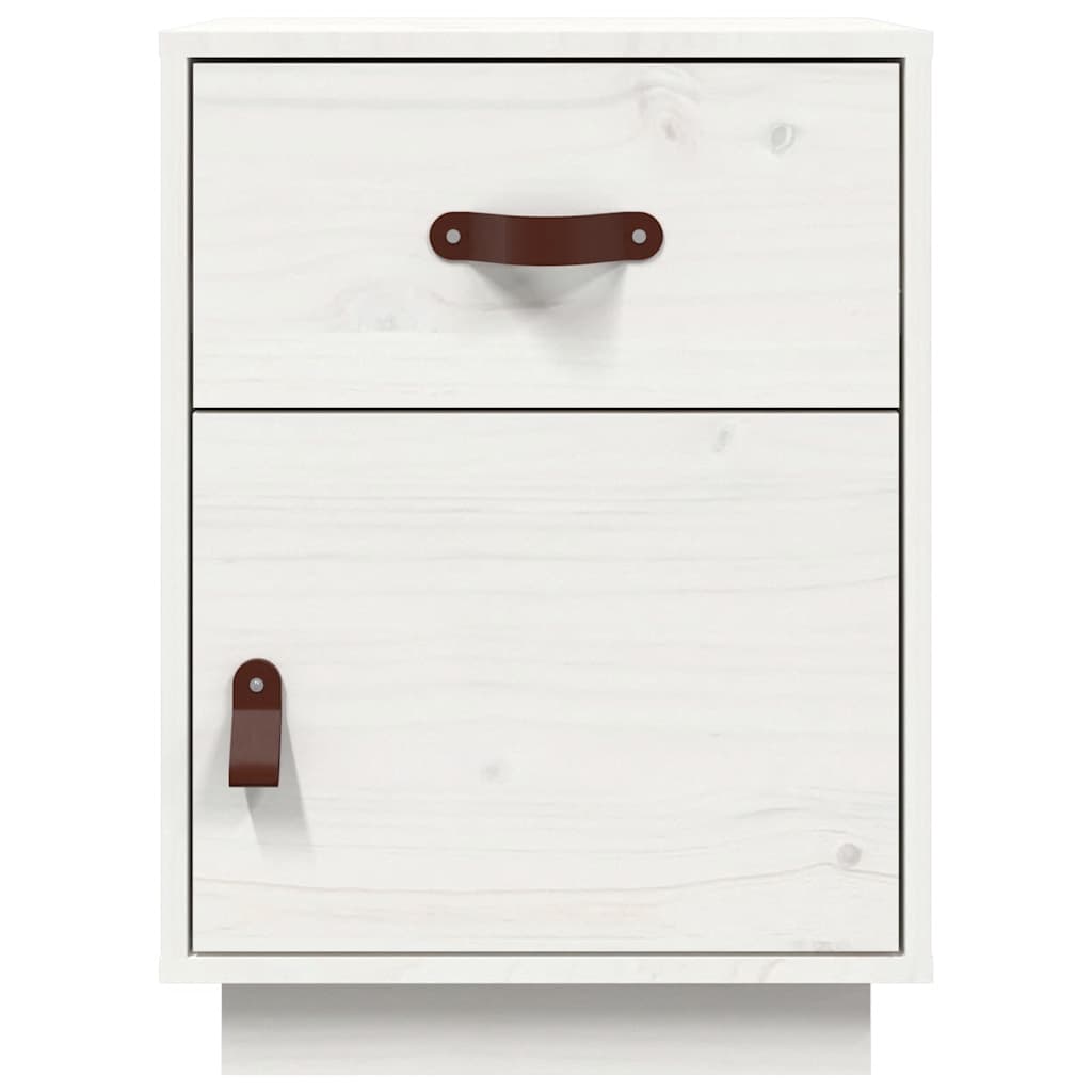 vidaXL Κομοδίνα 2 τεμ. Λευκά 40 x 34 x 55 εκ. από Μασίφ Ξύλο Πεύκου