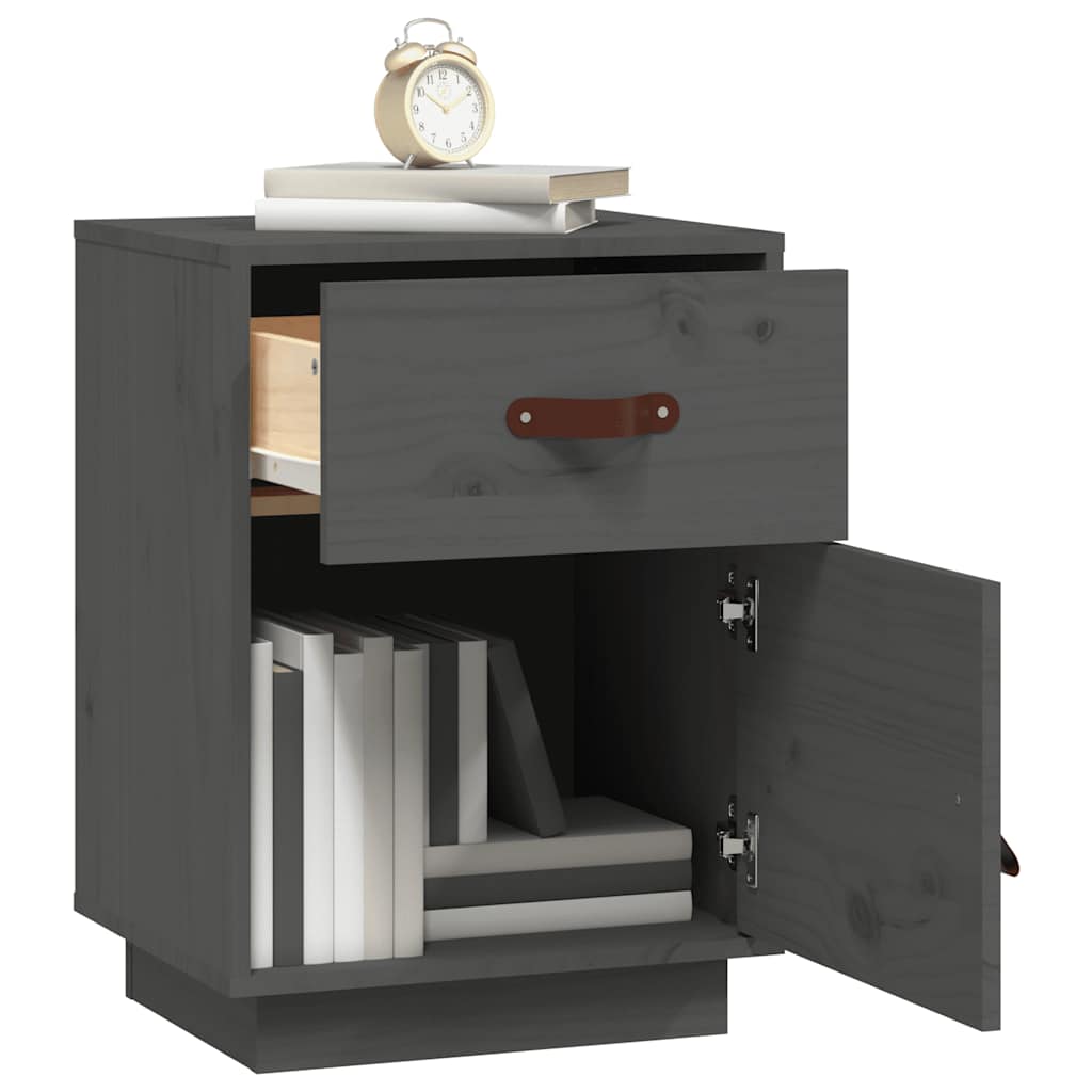 vidaXL Κομοδίνο Γκρι 40x34x55 εκ. από Μασίφ Ξύλο Πεύκου