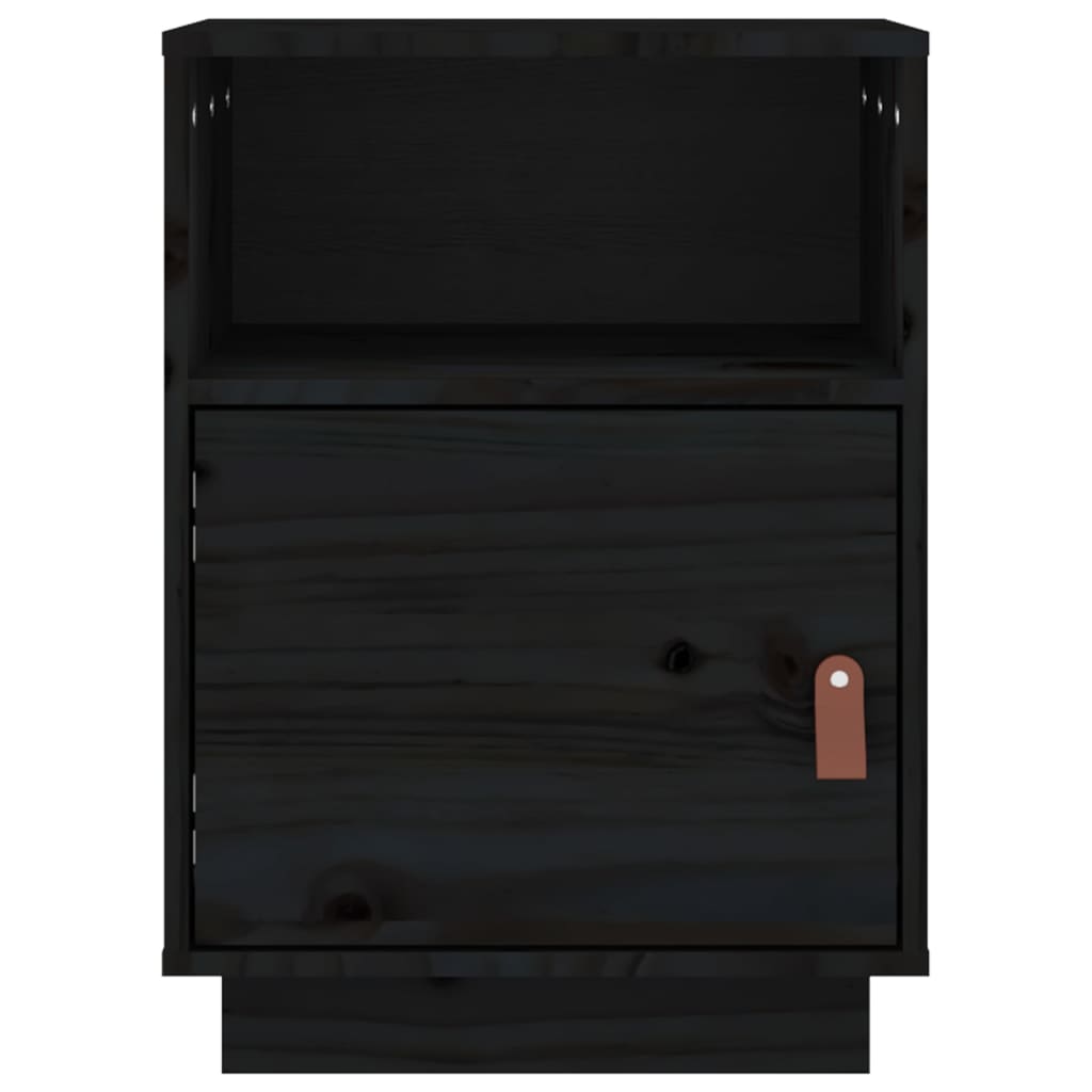 vidaXL Κομοδίνο Μαύρο40x34x55εκ. από Μασίφ Ξύλο Πεύκου