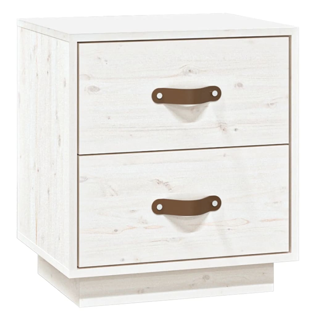 vidaXL Κομοδίνο Λευκό 40 x 34 x 45 εκ. από Μασίφ Ξύλο Πεύκου