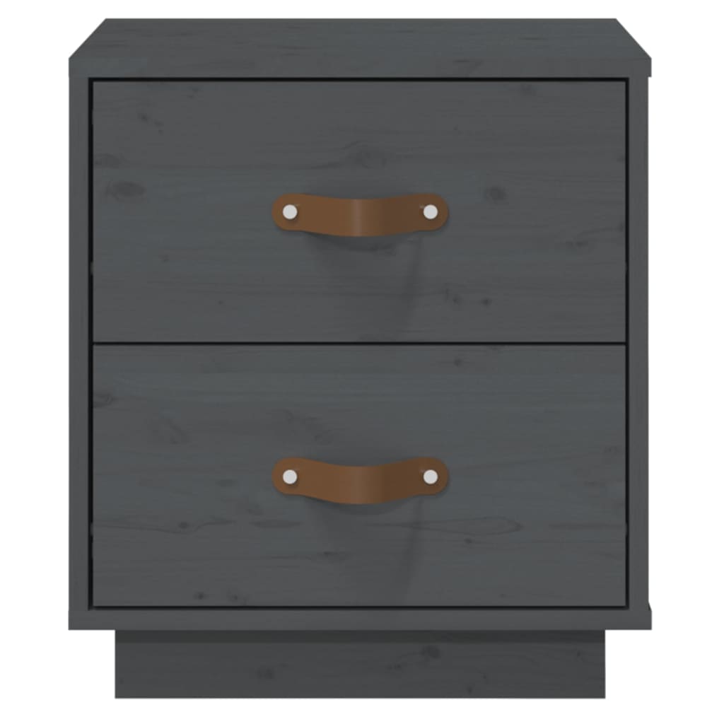 vidaXL Κομοδίνα 2 τεμ. Γκρι 40x34x45 εκ. από Μασίφ Ξύλο Πεύκου