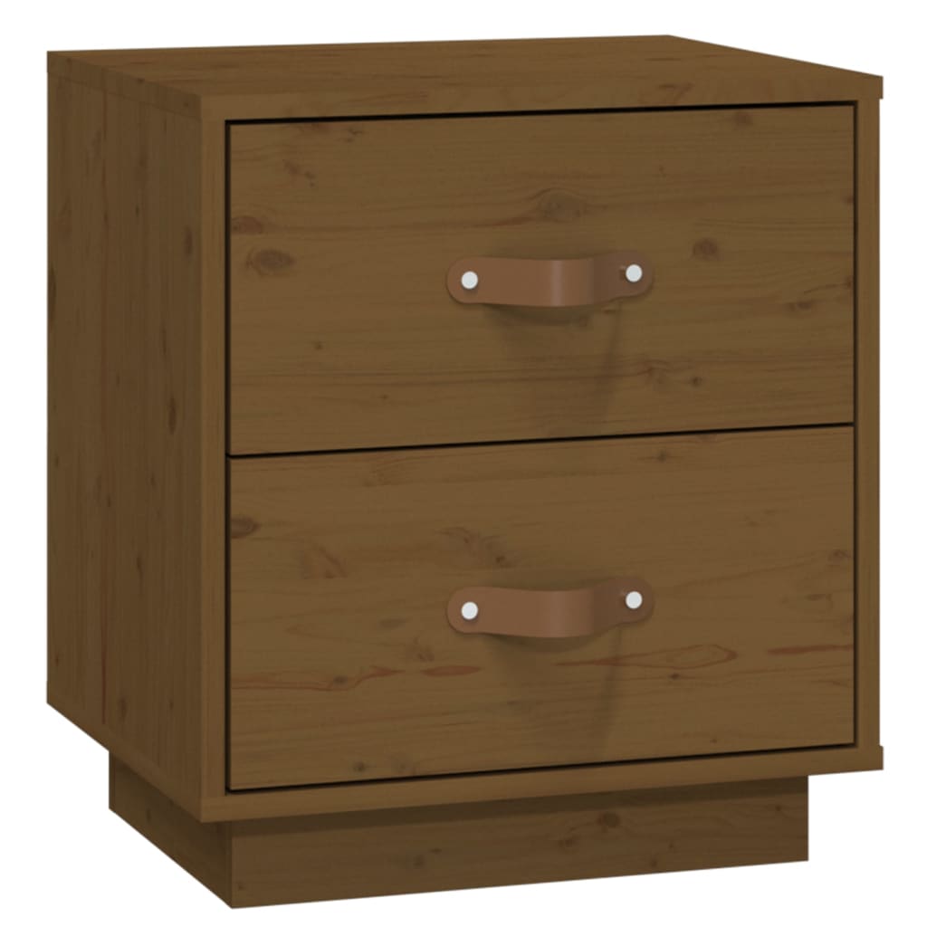 vidaXL Κομοδίνα 2 τεμ. Καφέ Μελί 40x34x45 εκ. από Μασίφ Ξύλο Πεύκου