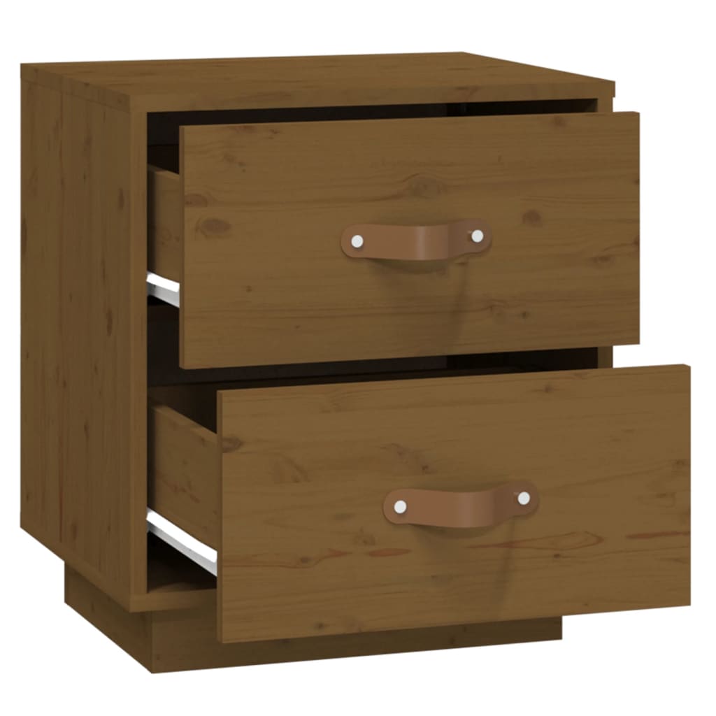 vidaXL Κομοδίνα 2 τεμ. Καφέ Μελί 40x34x45 εκ. από Μασίφ Ξύλο Πεύκου