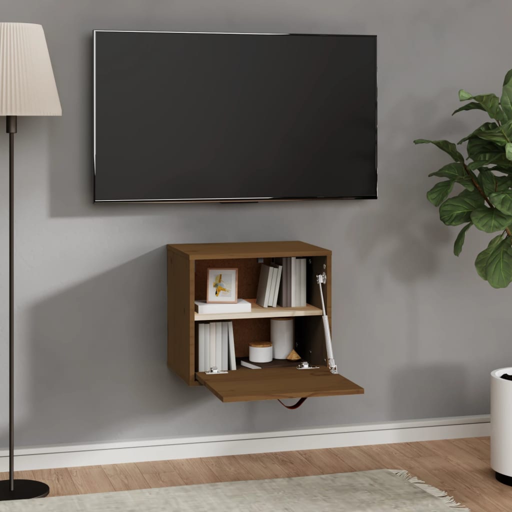 vidaXL Ντουλάπι Τοίχου Καφέ Μελί 40x30x35 εκ από Μασίφ Ξύλο Πεύκου