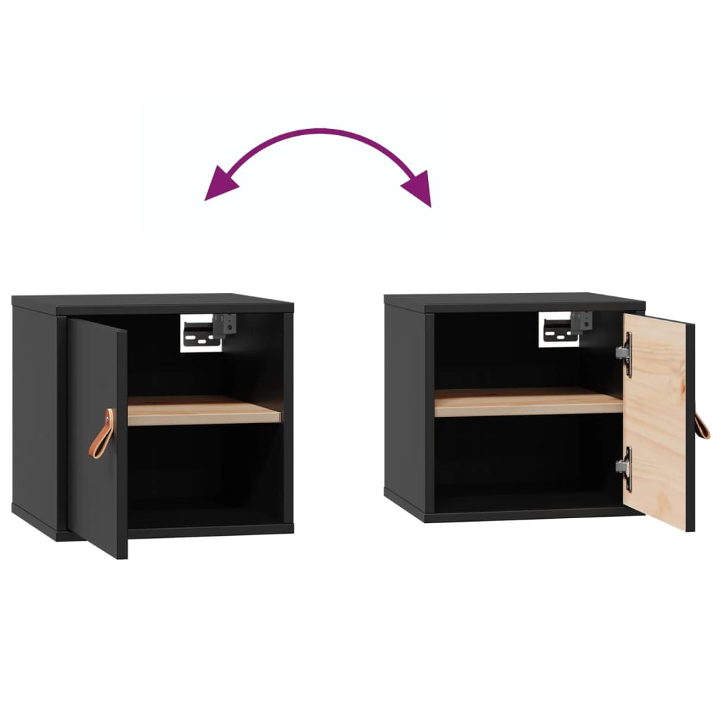 vidaXL Ντουλάπι Τοίχου Μαύρο 31,5x30x30 εκ. από Μασίφ Ξύλο Πεύκου