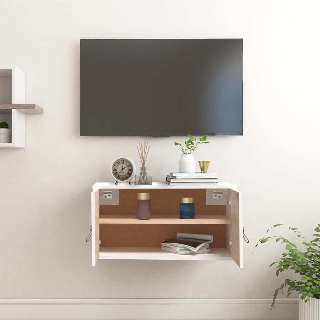vidaXL Ντουλάπι Τοίχου Λευκό 60 x 30 x 30 εκ. από Μασίφ Ξύλο Πεύκου