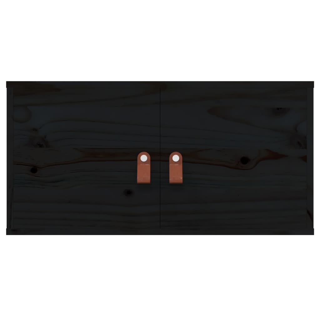 vidaXL Ντουλάπια Τοίχου 2 τεμ. Μαύρα 60x30x30εκ από Μασίφ Ξύλο Πεύκου