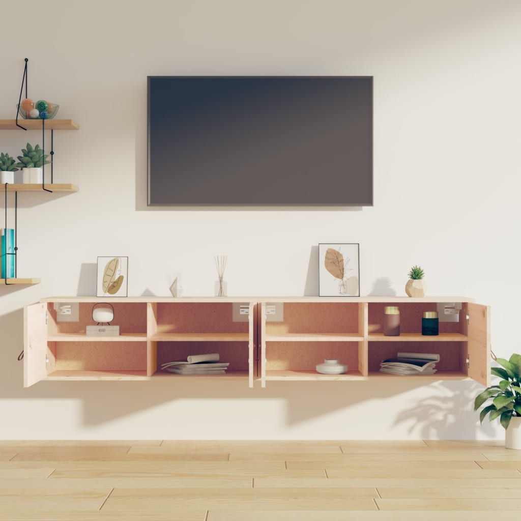 vidaXL Ντουλάπια Τοίχου 2 τεμ. 80x30x30εκ. από Μασίφ Ξύλο Πεύκου