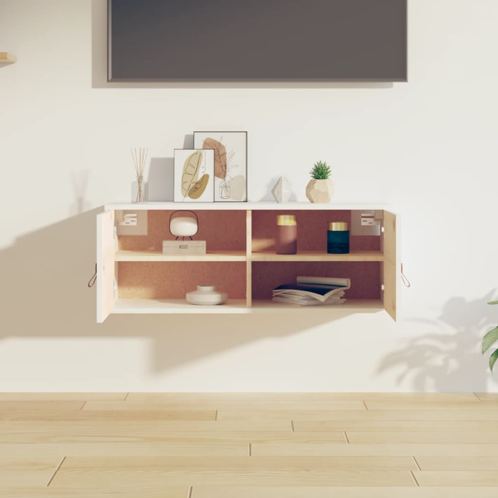 vidaXL Ντουλάπι Τοίχου Λευκό 80 x 30 x 30 εκ. από Μασίφ Ξύλο Πεύκου