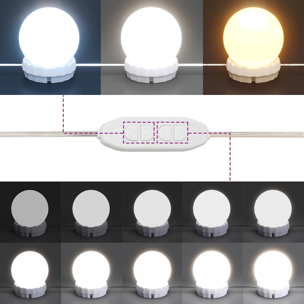 vidaXL Μπουντουάρ με LED Λευκό 95 x 50 x 133,5 εκ. Μασίφ Ξύλο Πεύκου