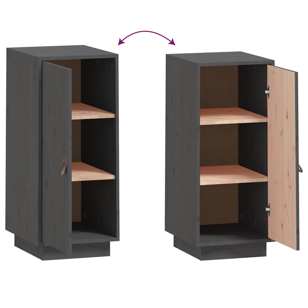 vidaXL Μπουφές Γκρι 34 x 40 x 75 εκ. από Μασίφ Ξύλο Πεύκου