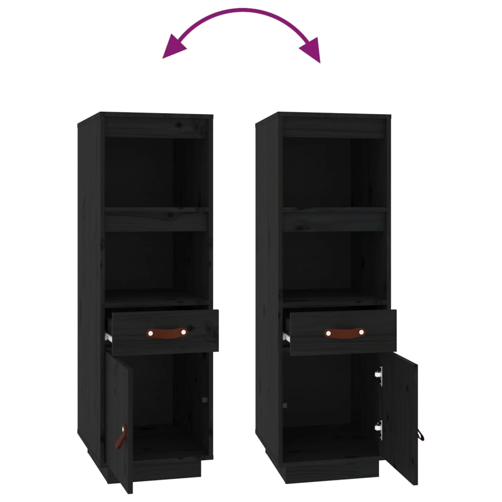 vidaXL Ντουλάπι Ψηλό Μαύρο 34 x 40 x 108,5 εκ. από Μασίφ Ξύλο Πεύκου