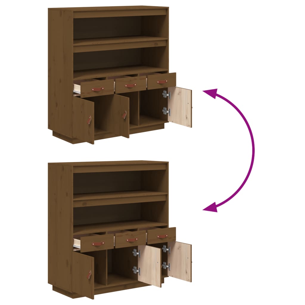 vidaXL Ντουλάπι Ψηλό Καφέ Μέλι 100x40x108,5 εκ. από Μασίφ Ξύλο Πεύκου