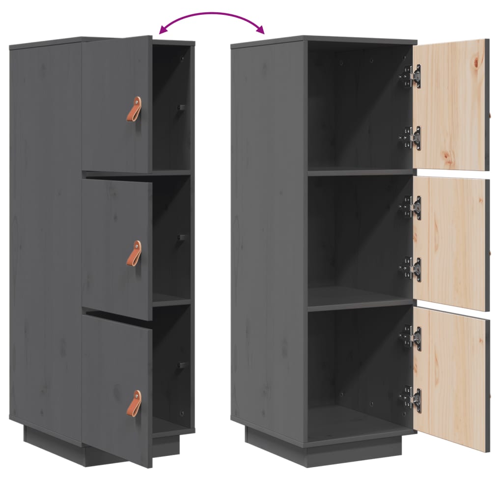 vidaXL Ντουλάπι Ψηλό Γκρι 34 x 40 x 108,5 εκ. από Μασίφ Ξύλο Πεύκου