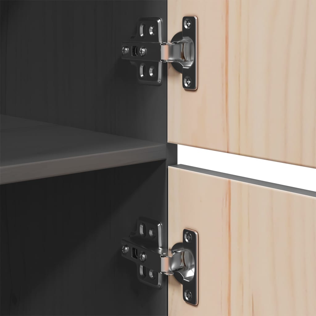 vidaXL Ντουλάπι Ψηλό Γκρι 34 x 40 x 108,5 εκ. από Μασίφ Ξύλο Πεύκου