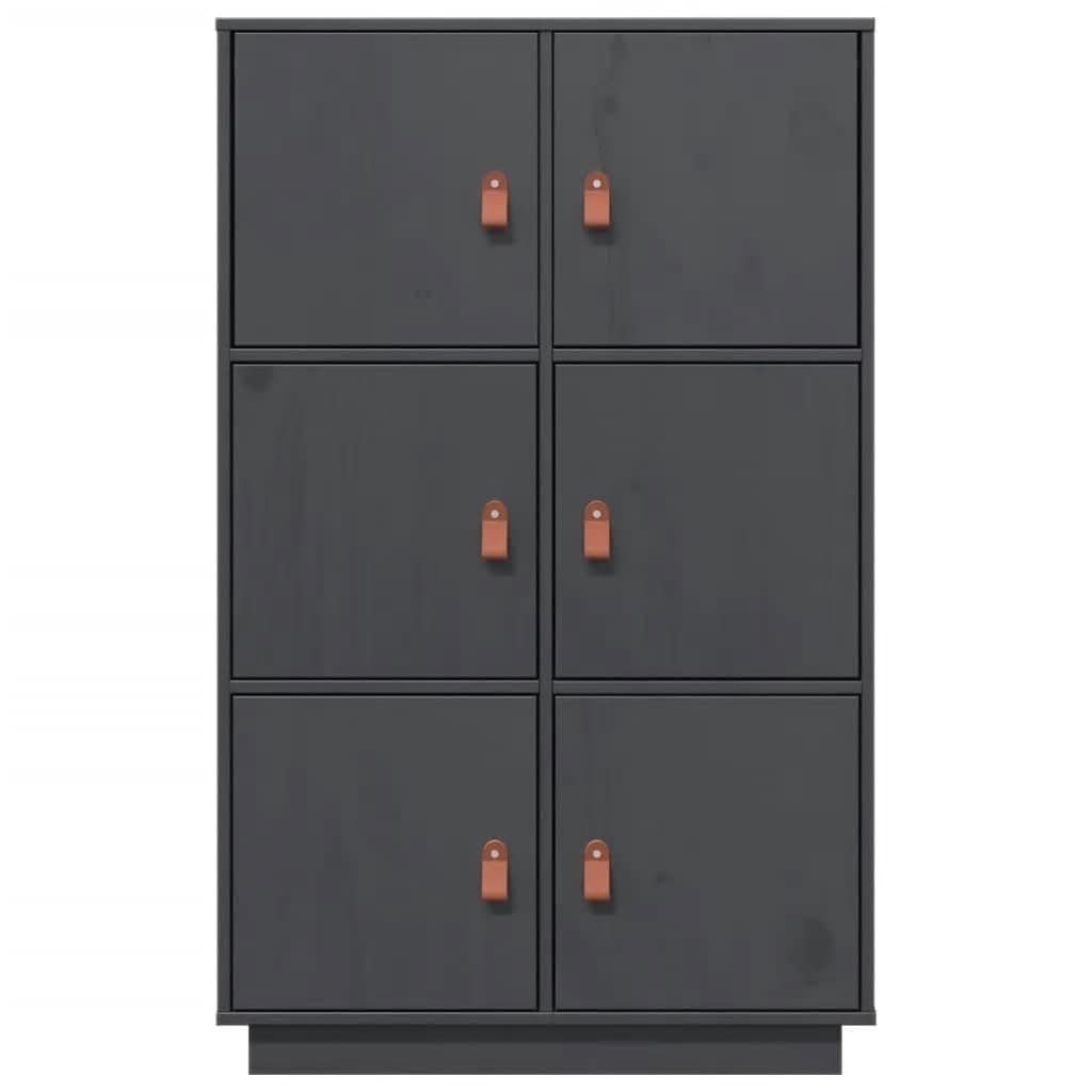 vidaXL Ντουλάπι Ψηλό Γκρι 67x40x108,5 εκ. από Μασίφ Ξύλο Πεύκου