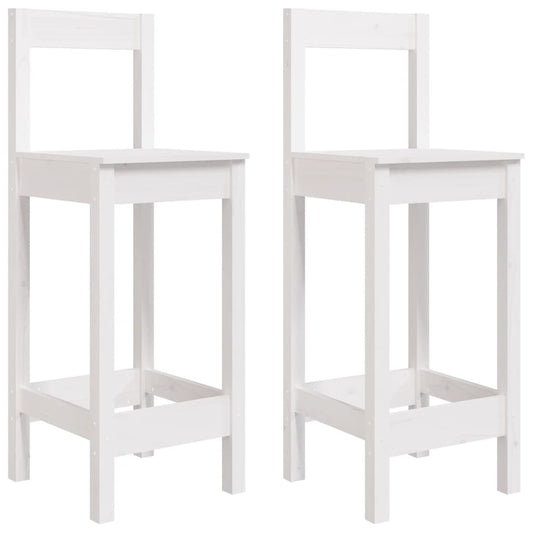 vidaXL Καρέκλες Μπαρ 2 τεμ. Λευκό 40x41,5x112 εκ. Μασίφ Ξύλο Πεύκου