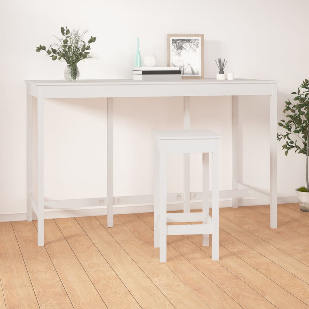vidaXL Τραπέζι Μπαρ Λευκό 180 x 80 x 110 εκ. από Μασίφ Ξύλο Πεύκου