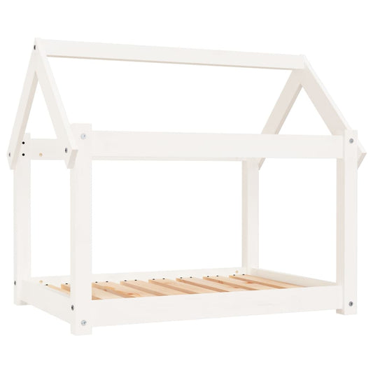 vidaXL Κρεβάτι Σκύλου Λευκό 81 x 60 x 70 εκ. από Μασίφ Ξύλο Πεύκου