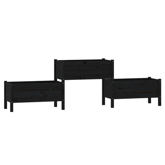 vidaXL Ζαρντινιέρα Μαύρη 245,5x44x75 εκ. από Μασίφ Ξύλο Πεύκου