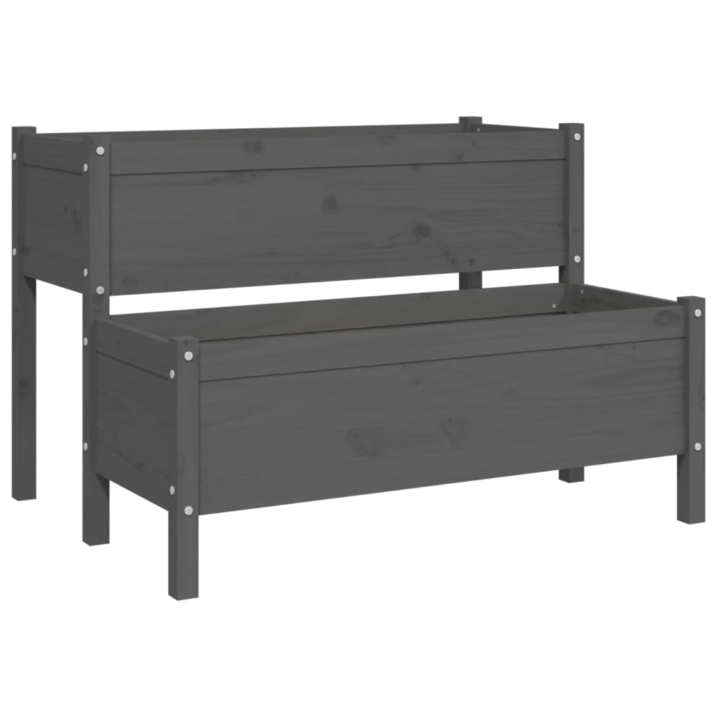 vidaXL Ζαρντινιέρα Γκρι 110 x 84 x 75 εκ. από Μασίφ Ξύλο Πεύκου