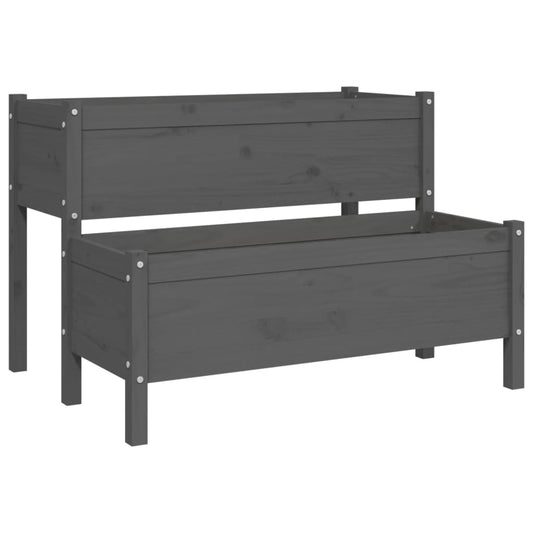 vidaXL Ζαρντινιέρα Γκρι 110 x 84 x 75 εκ. από Μασίφ Ξύλο Πεύκου