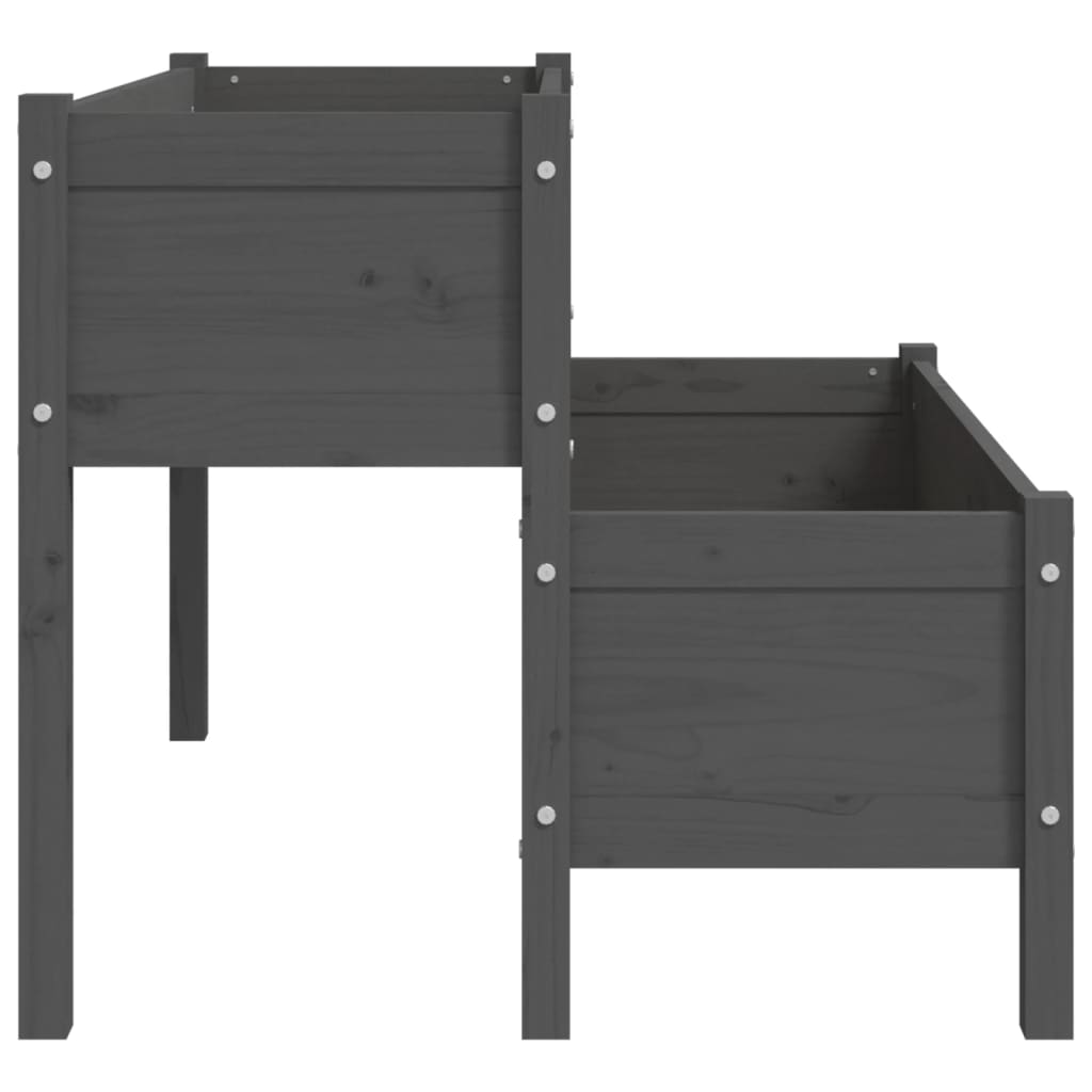 vidaXL Ζαρντινιέρα Γκρι 110 x 84 x 75 εκ. από Μασίφ Ξύλο Πεύκου