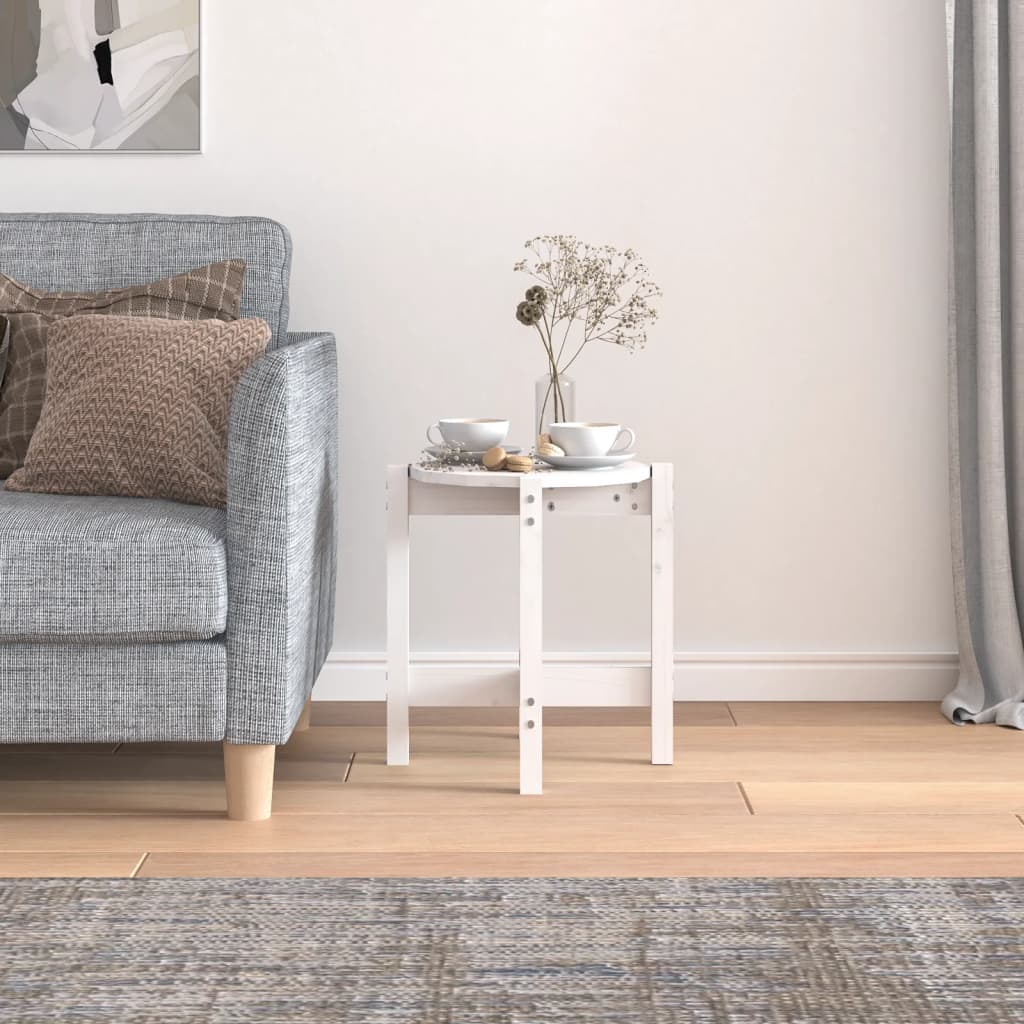 vidaXL Τραπεζάκι Σαλονιού Λευκό Ø 42,5 x 45 εκ. από Μασίφ Ξύλο Πεύκου