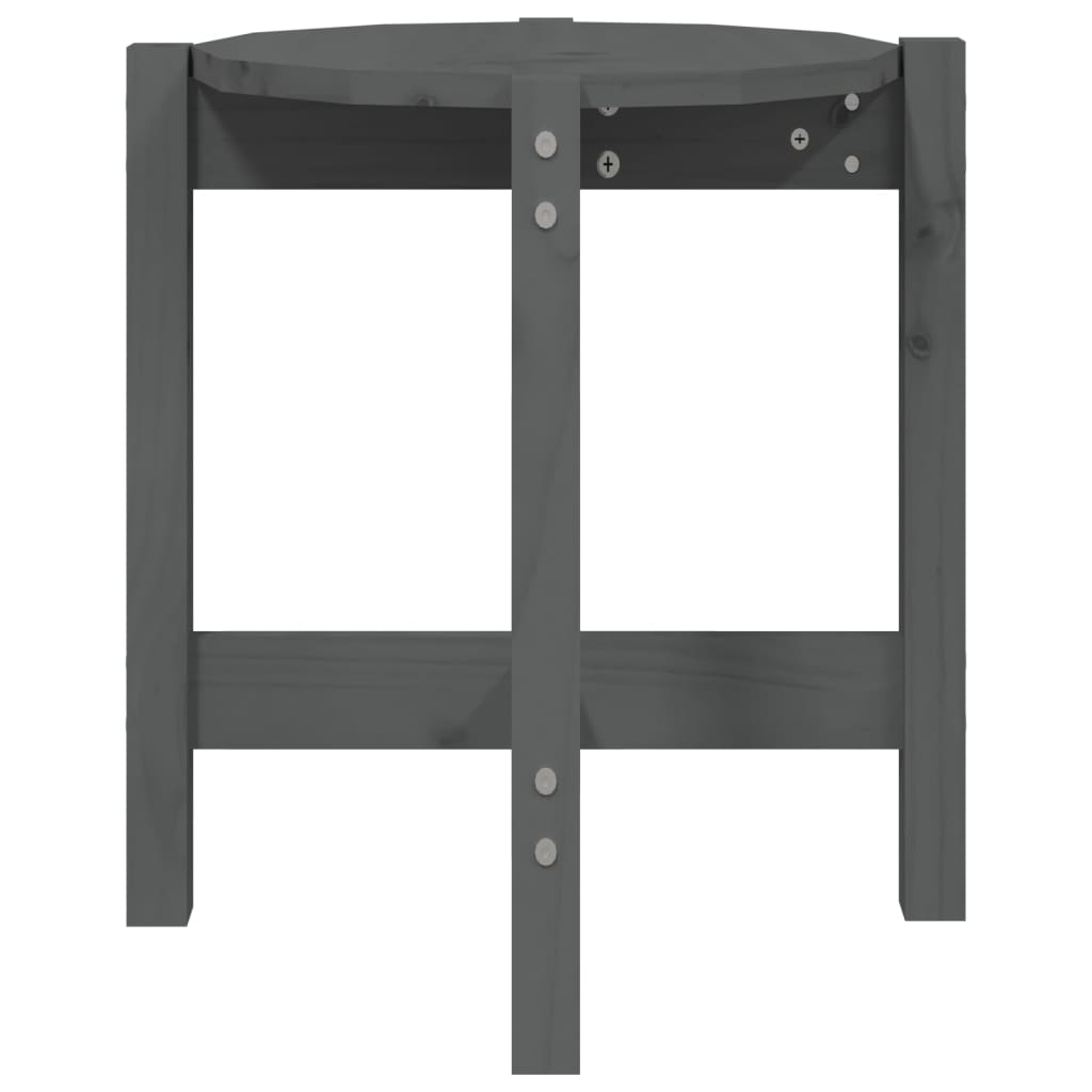 vidaXL Τραπεζάκι Σαλονιού Γκρι Ø 42,5x45 εκ. από Μασίφ Ξύλο Πεύκου