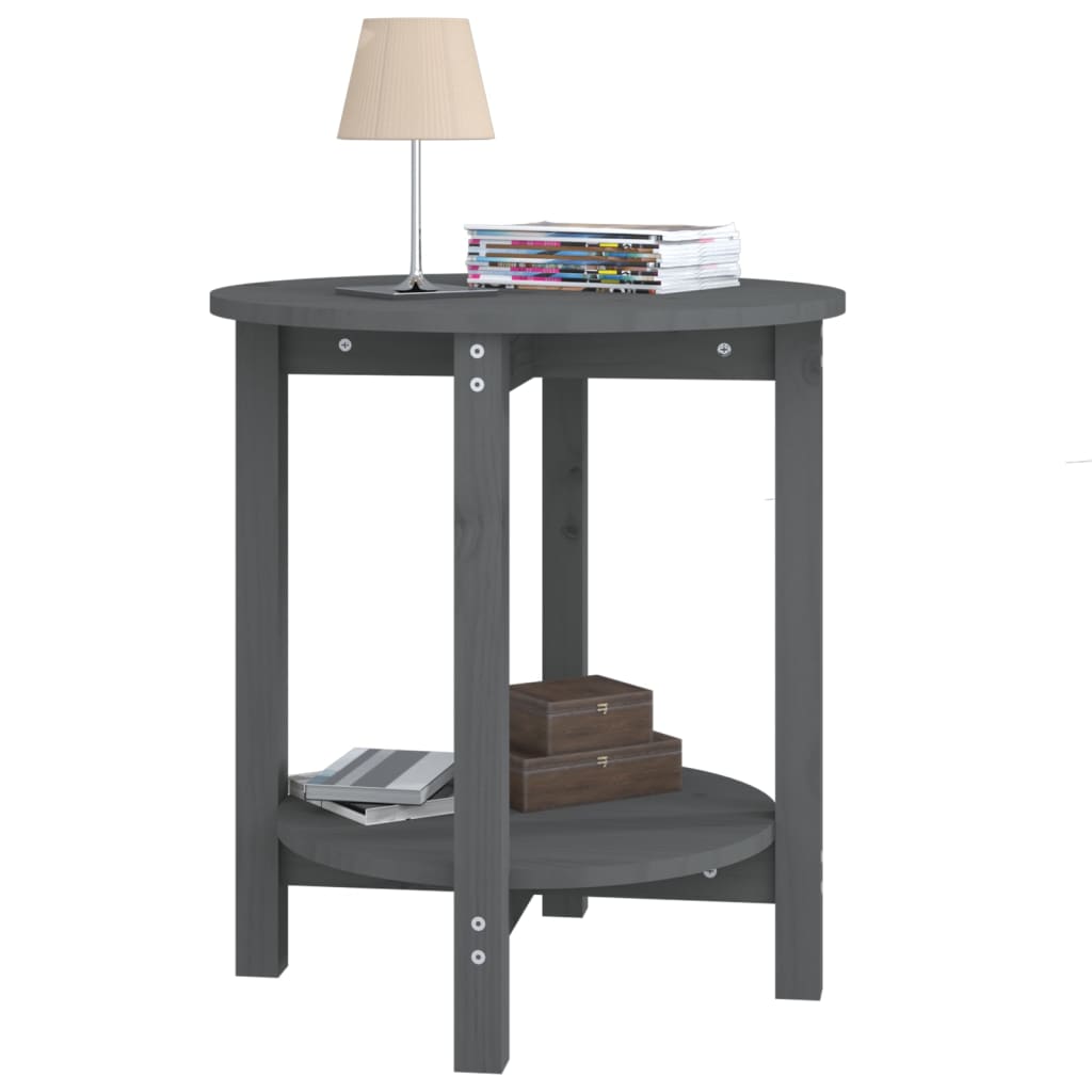 vidaXL Τραπεζάκι Σαλονιού Γκρι Ø 55x60 εκ. από Μασίφ Ξύλο Πεύκου