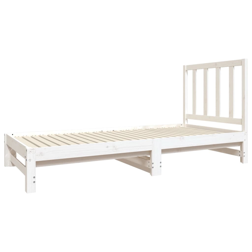 vidaXL Καναπές Κρεβάτι Συρόμενος Λευκός 2x(90x190) εκ. από Μασίφ Πεύκο