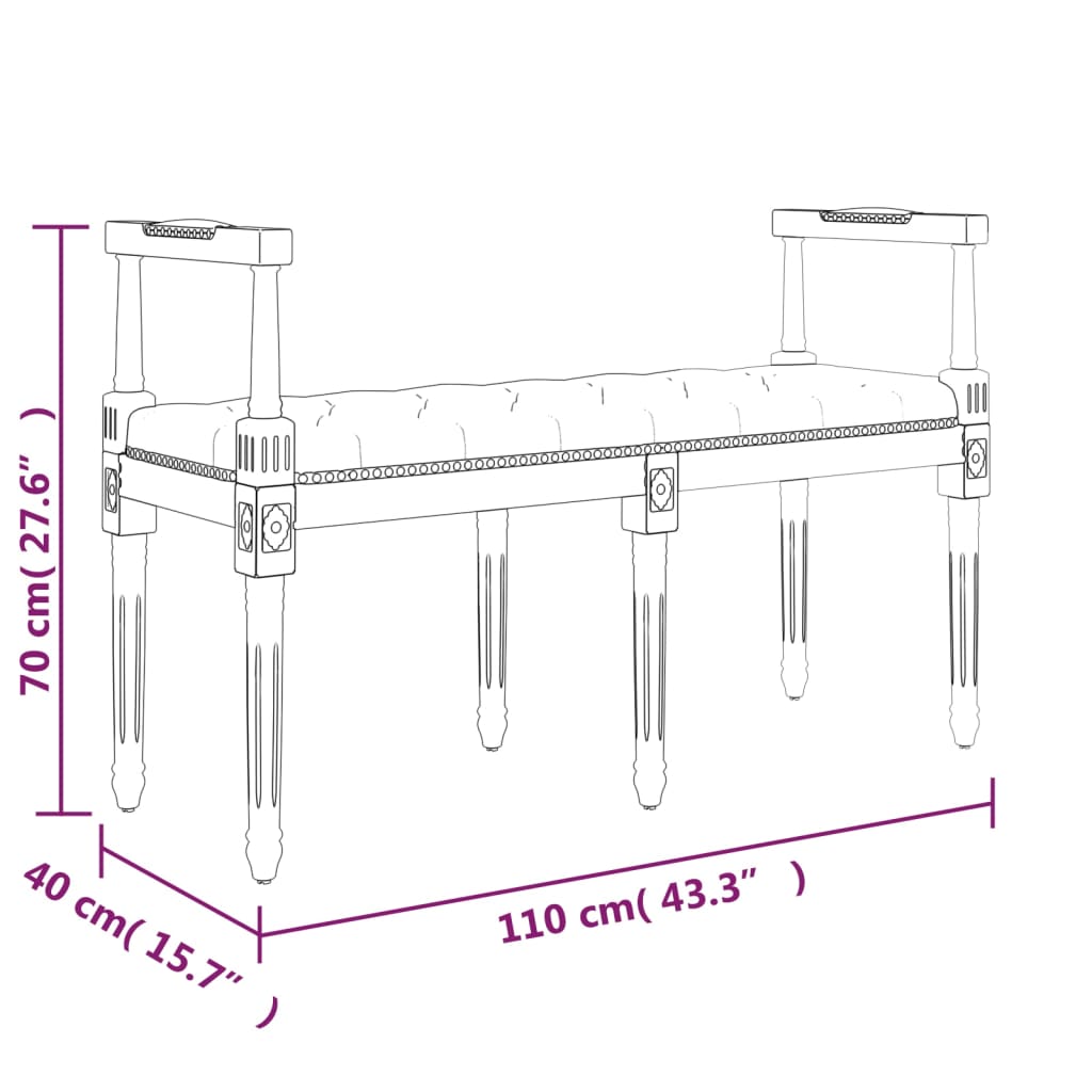 vidaXL Πάγκος Ανοιχτό Γκρι 110 x 40 x 70 εκ. Βελούδινος