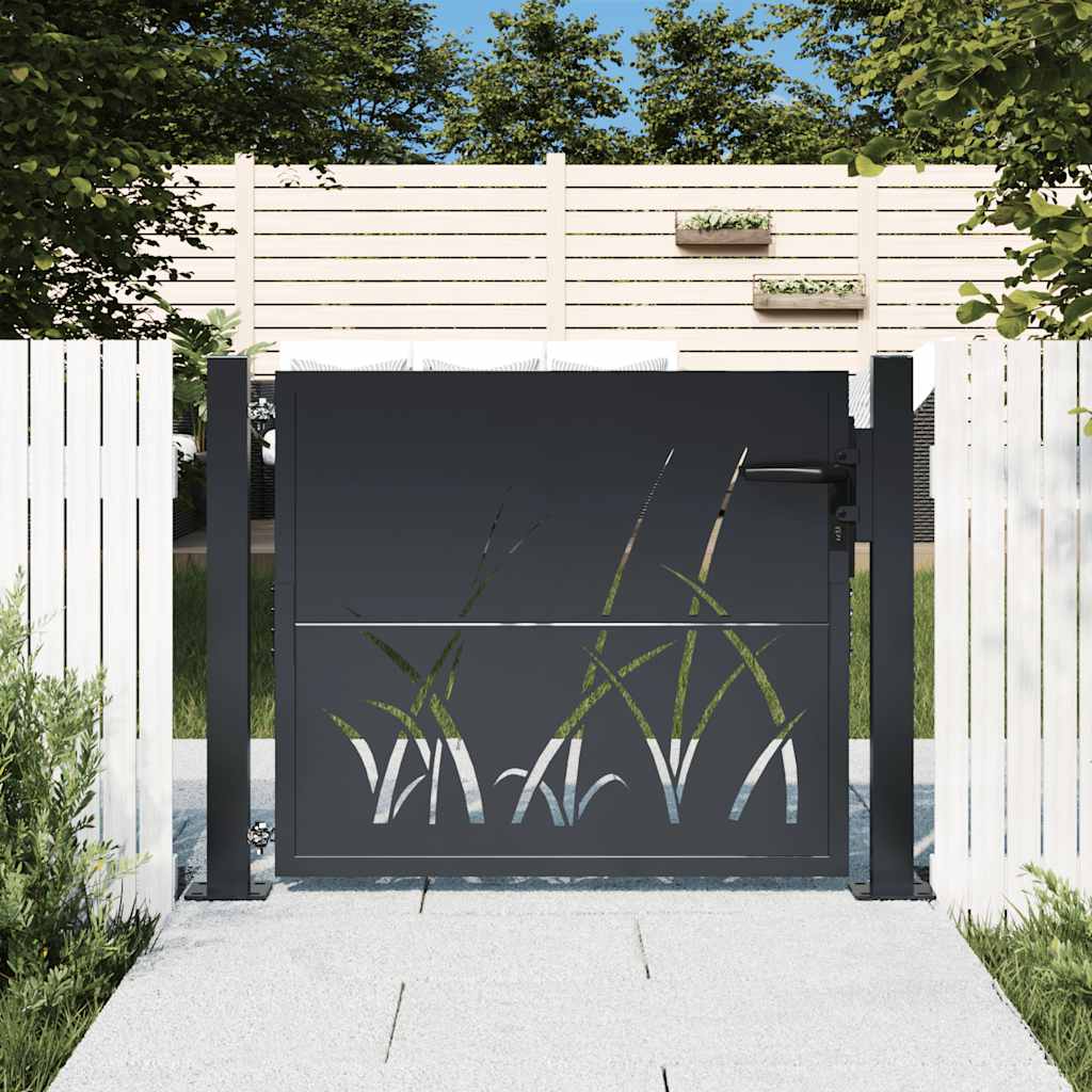 vidaXL Πόρτα Κήπου Ανθρακί 100x75 εκ. Σχέδιο Χαλυβδόφυλλου από Ατσάλι