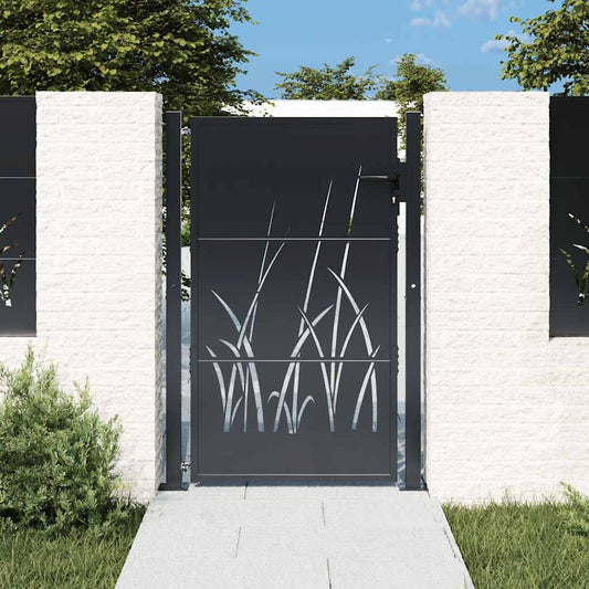 vidaXL Πόρτα Κήπου Ανθρακί 100x125 εκ. Σχέδιο Χαλυβδόφυλλου