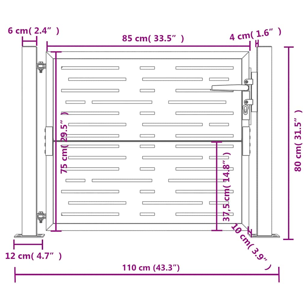 vidaXL Πόρτα Κήπου Ανθρακί Τετράγωνη 100x75 εκ. από Ατσάλι