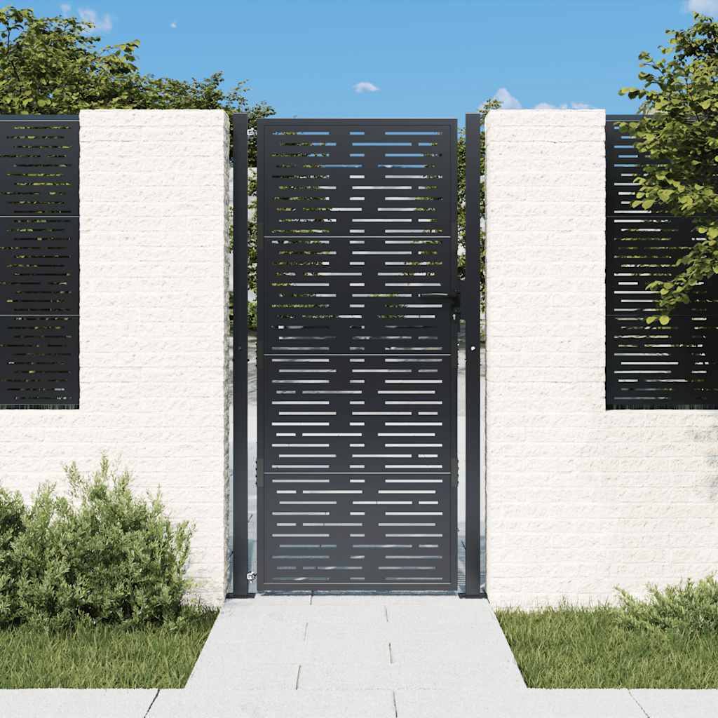 vidaXL Πόρτα Κήπου Ανθρακί 100x175 εκ. Ατσάλινο Τετράγωνο Σχέδιο